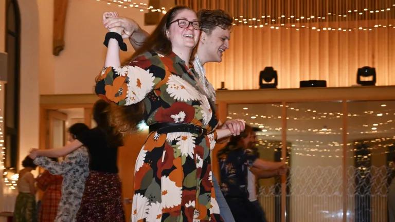 Students dancing at ceilidh.