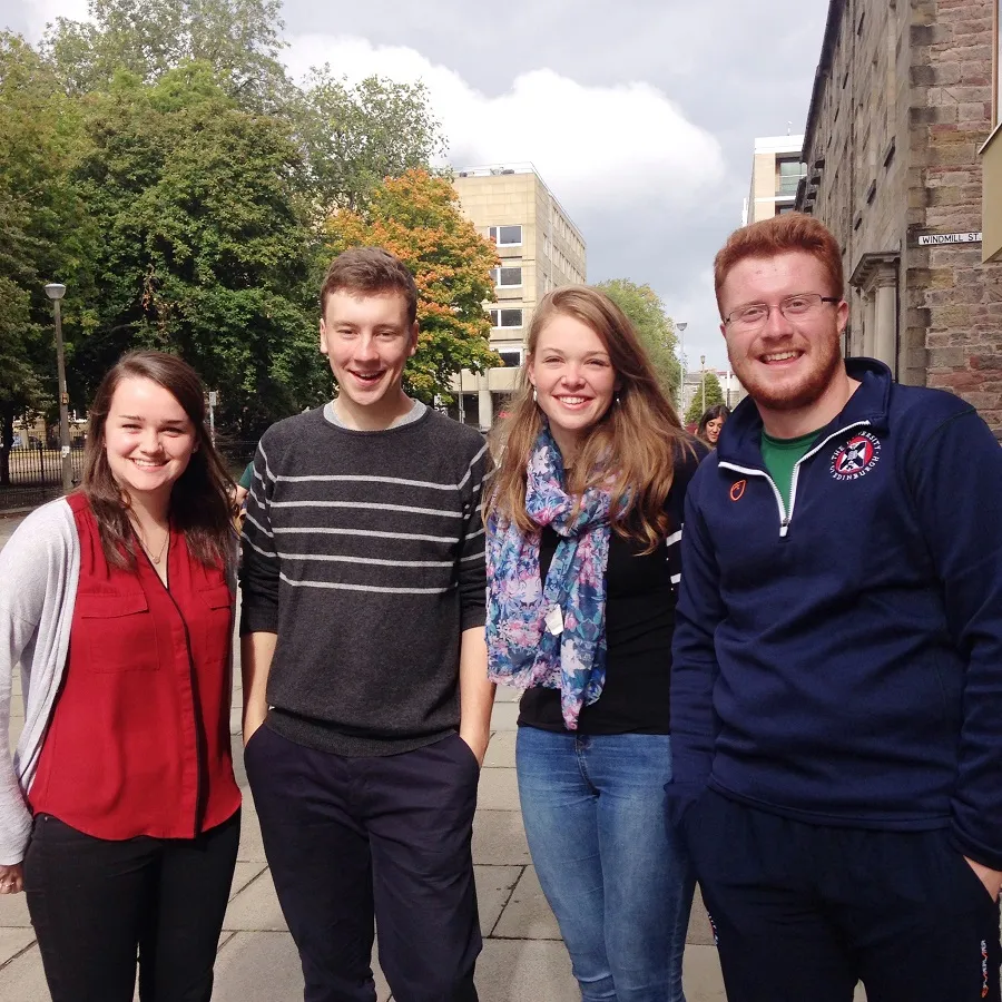 University Highland Society Students at a flash ceilidh outside 50 George Square