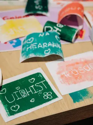 Art with island names as part of art workshop.